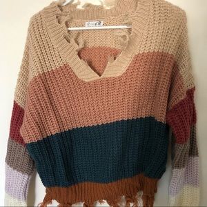 Chunky knit striped sweater (S/M)